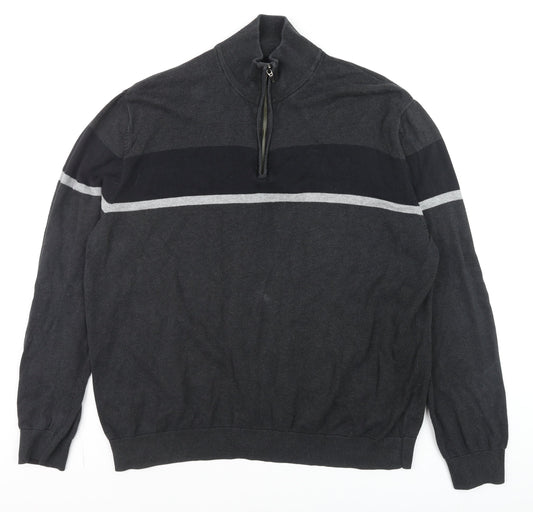 Mens UK Size 2XL TU Grey 1/2 Zip Jumper