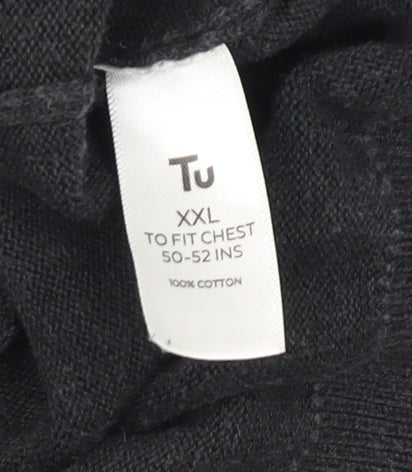 Mens UK Size 2XL TU Grey 1/2 Zip Jumper