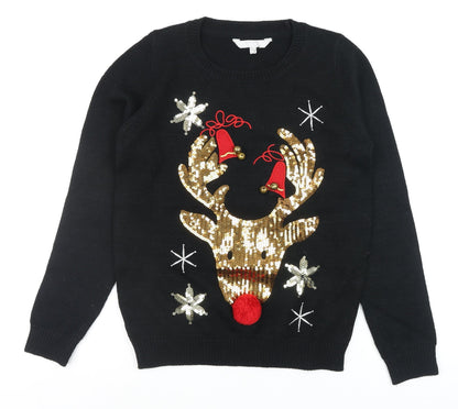Womens UK Size 10 Red Herring Black Pullover Jumper