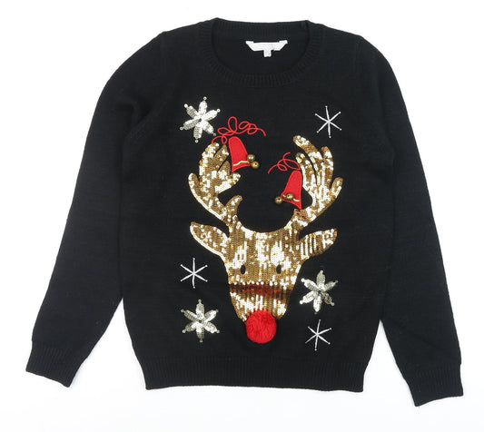 Womens UK Size 10 Red Herring Black Pullover Jumper