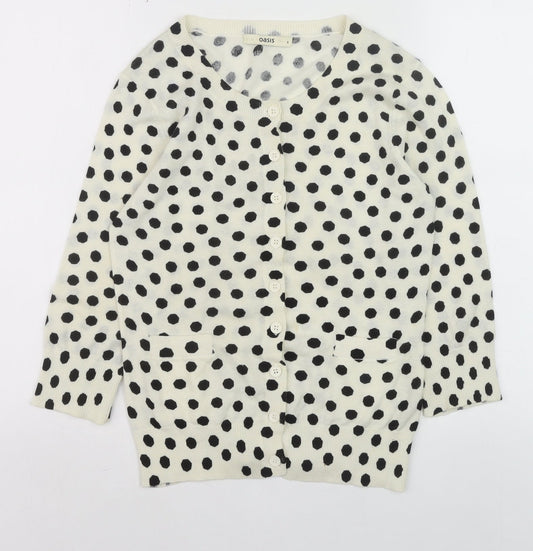 Womens UK Size S Oasis Ivory Cardigan Jumper