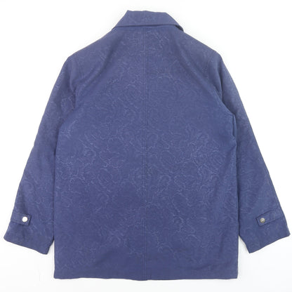First Avenue Women Blue Size 12 Mid-Length Classic Collared Jacket