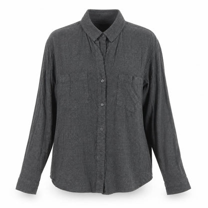 Cloth & Stone Women's Grey Rayon Button-Up Shirt Large Long Sleeve