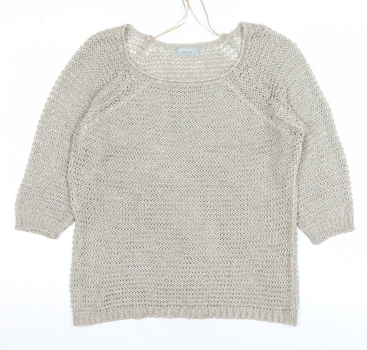 Marks & Spencer Per Una Women’s Beige Open Knit Jumper L