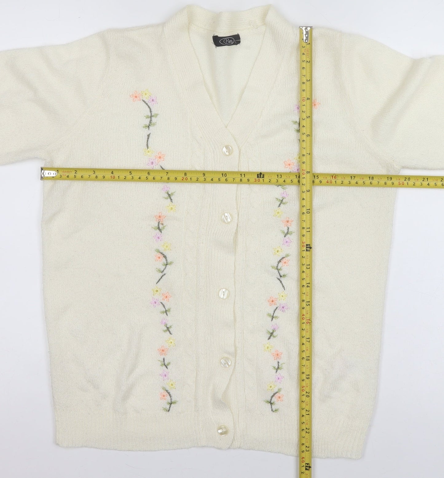 Womens UK Size S BM Ivory Cardigan Jumper