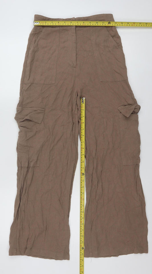 Womens UK Size 8 ASOS DESIGN Relaxed Fit Cargo Brown Trousers