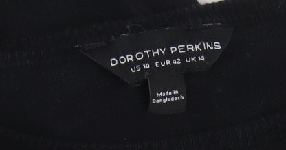 Dorothy Perkins Women Black Striped Bodycon Knee Length Long Sleeve Dress Size 14