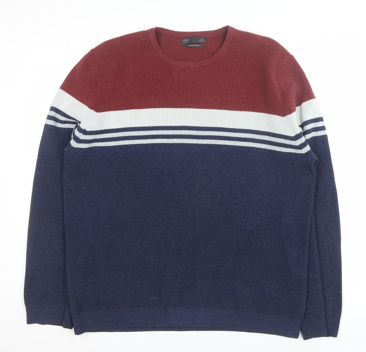 Mens UK Size 2XL Marks and Spencer Blue Pullover Jumper