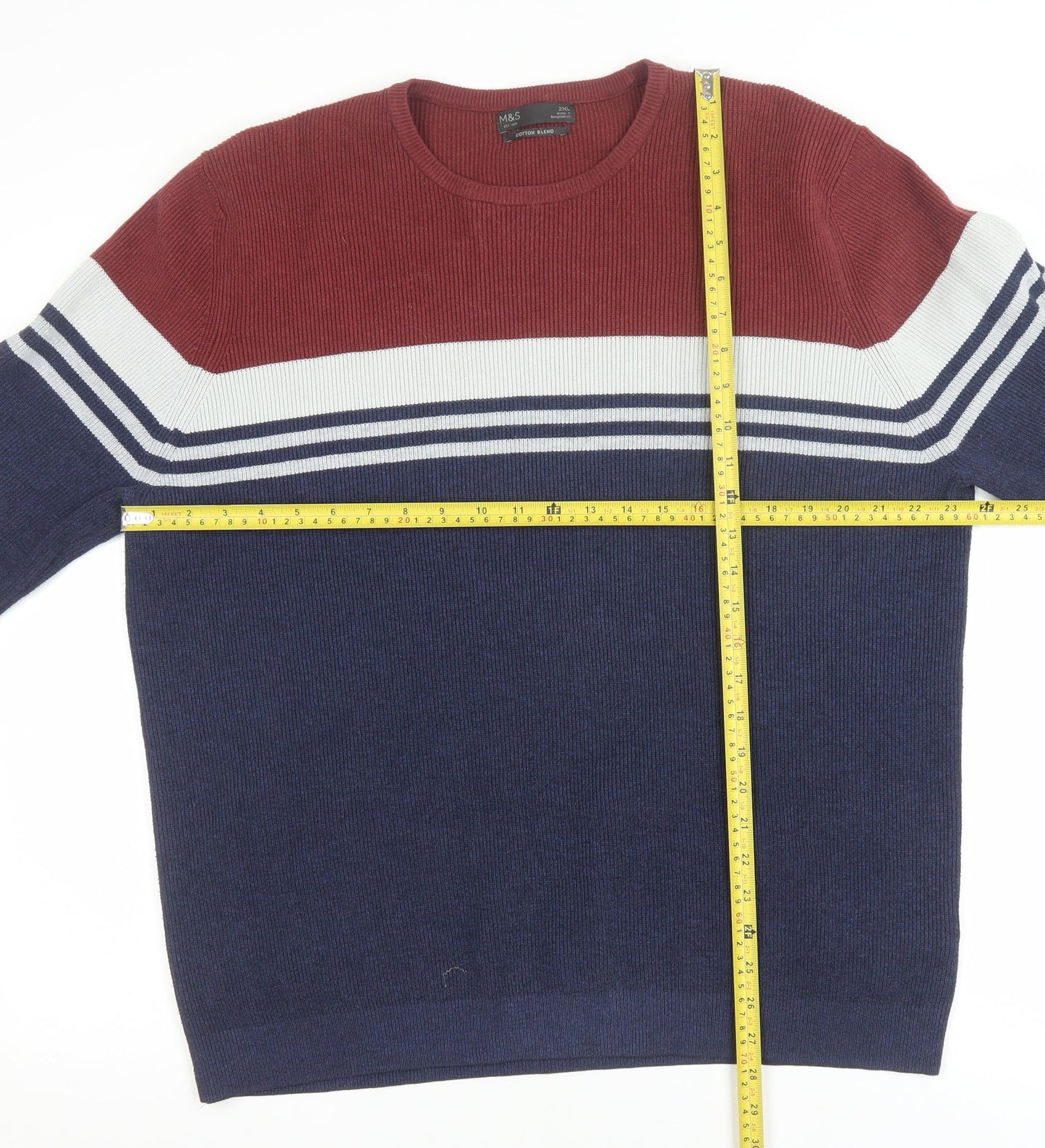Mens UK Size 2XL Marks and Spencer Blue Pullover Jumper