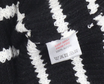 Additional view of In The Style women’s black striped collared jumper, size UK 10/12