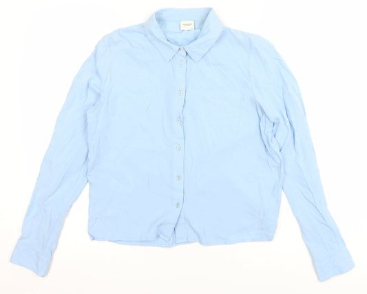 Womens UK Size 10 Jacqueline de Yong Blue Basic Button-Up
