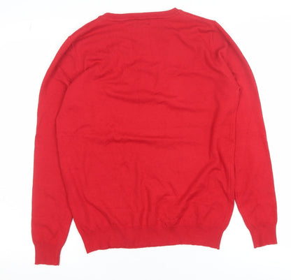 Womens UK Size M Merry Christmas Red Pullover Jumper