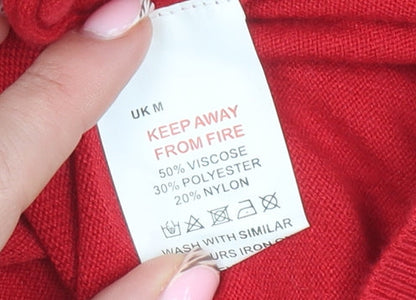 Womens UK Size M Merry Christmas Red Pullover Jumper