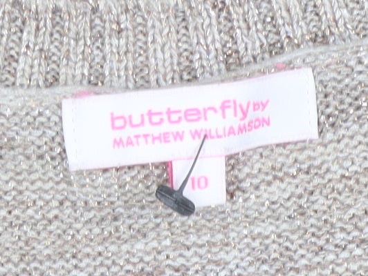 Womens UK Size 10 Butterfly by Matthew Williamson Beige Pullover Jumper