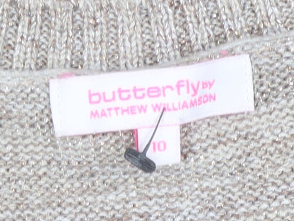 Womens UK Size 10 Butterfly by Matthew Williamson Beige Pullover Jumper