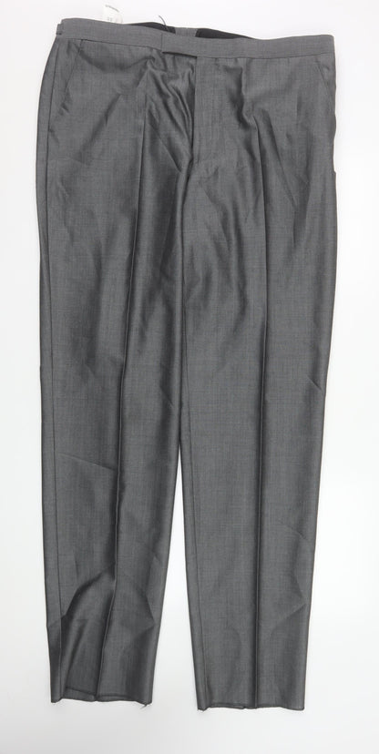 Mens UK Size XL Torre Cerimonia Classic Fit Dress Pants Grey Trousers