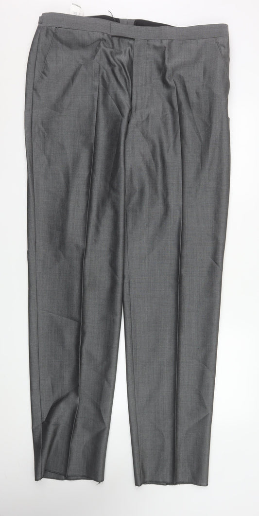 Mens UK Size XL Torre Cerimonia Classic Fit Dress Pants Grey Trousers