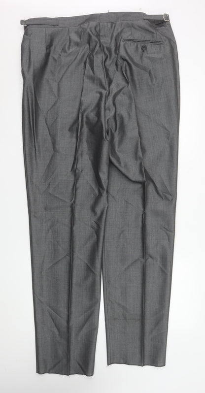 Mens UK Size XL Torre Cerimonia Classic Fit Dress Pants Grey Trousers