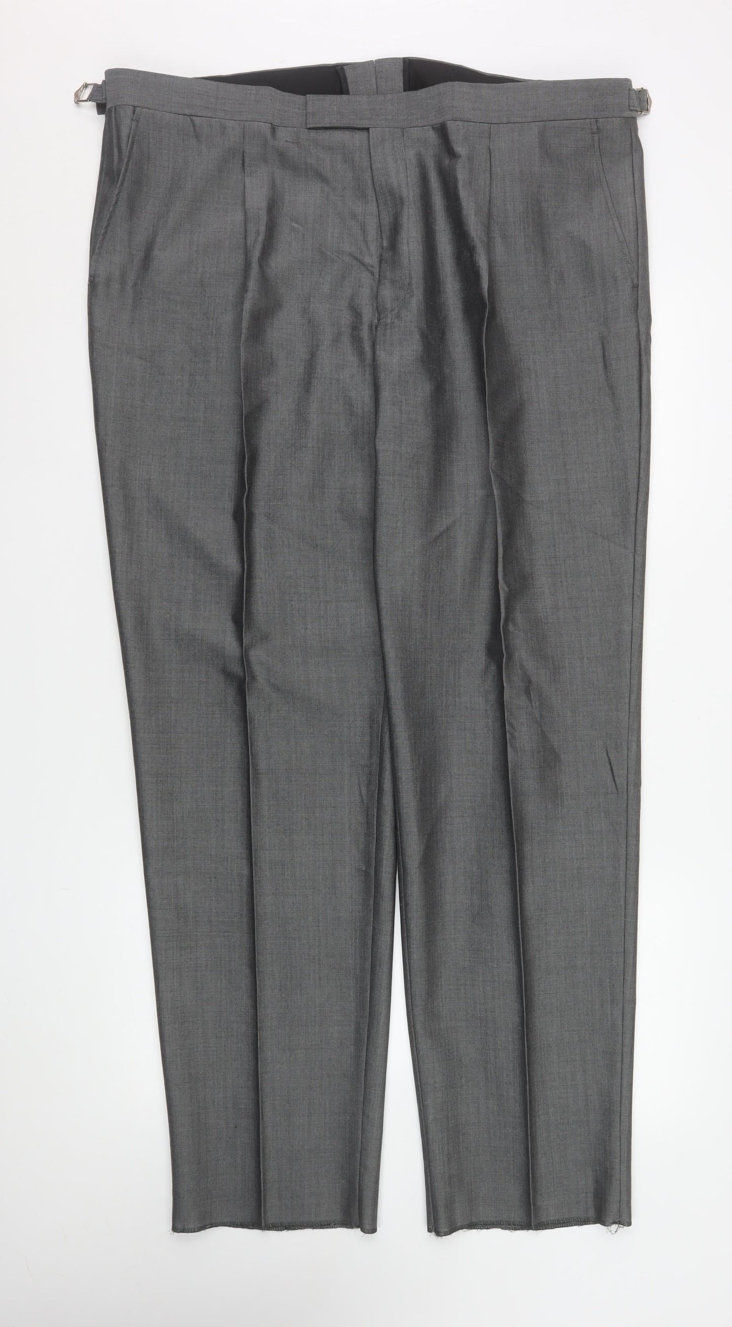 Mens UK Size 42R Torre Regular Fit Dress Pants Grey Trousers