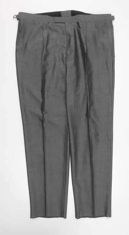 Mens UK Size 42R Torre Regular Fit Dress Pants Grey Trousers