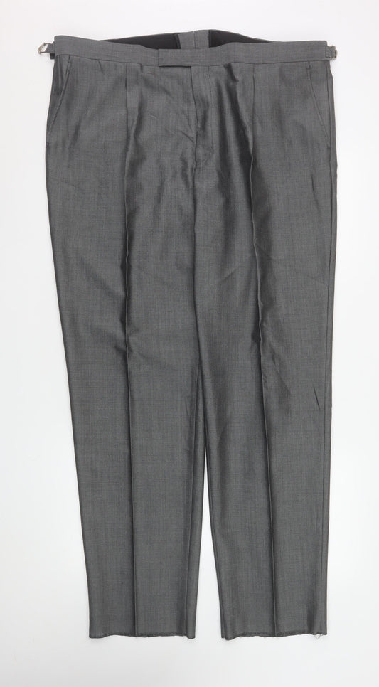 Mens UK Size 42R Torre Regular Fit Dress Pants Grey Trousers