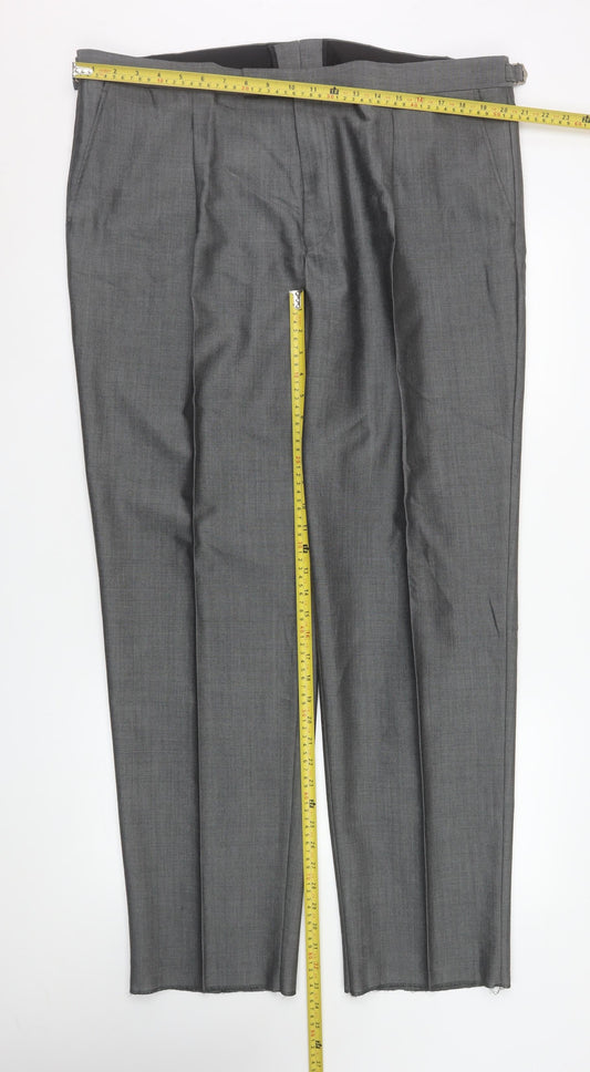 Mens UK Size 42R Torre Regular Fit Dress Pants Grey Trousers