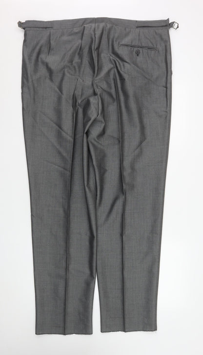 Mens UK Size 42R Torre Regular Fit Dress Pants Grey Trousers