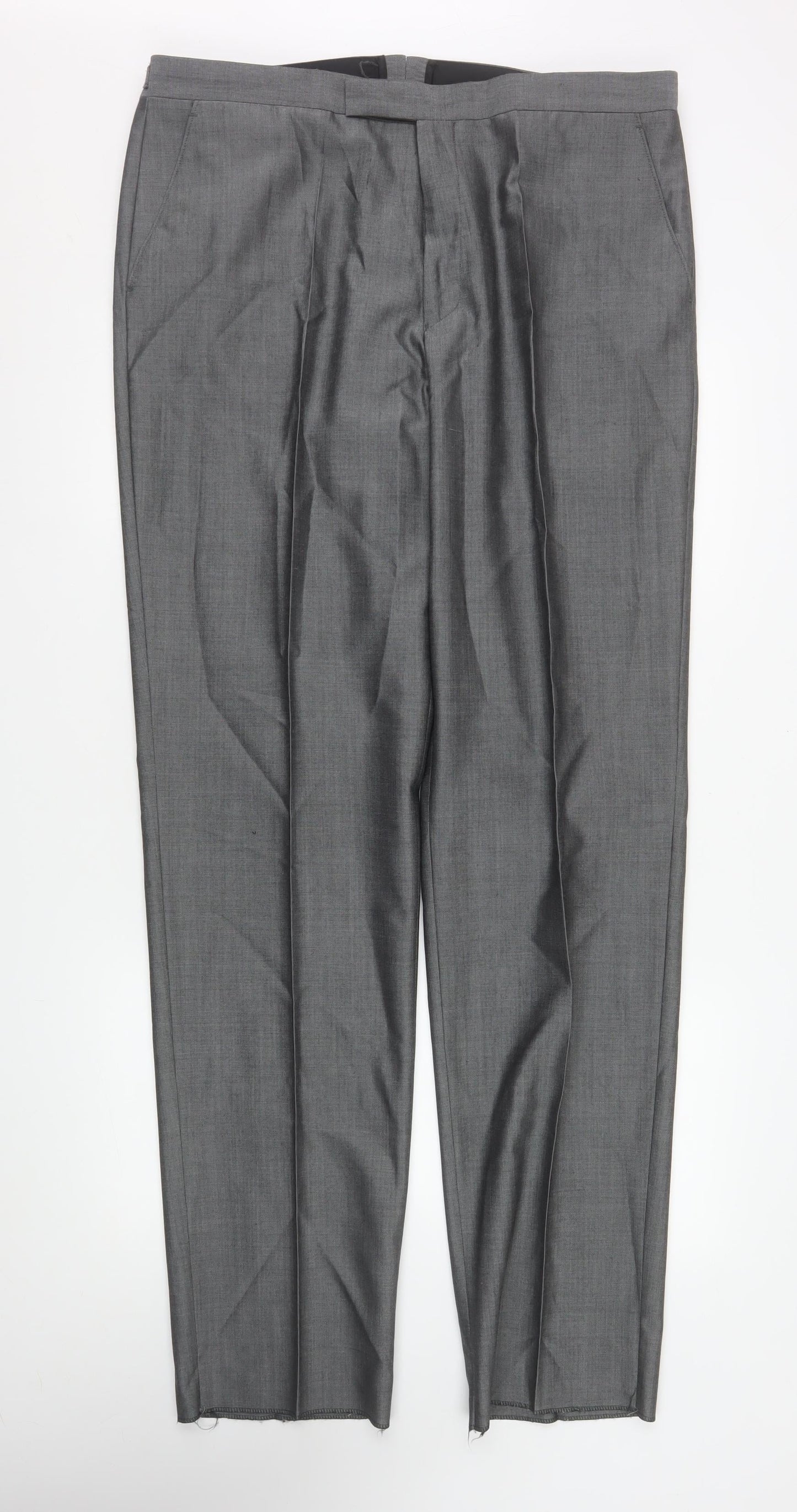 Mens UK Size XL Torre Regular Fit Dress Pants Grey Trousers