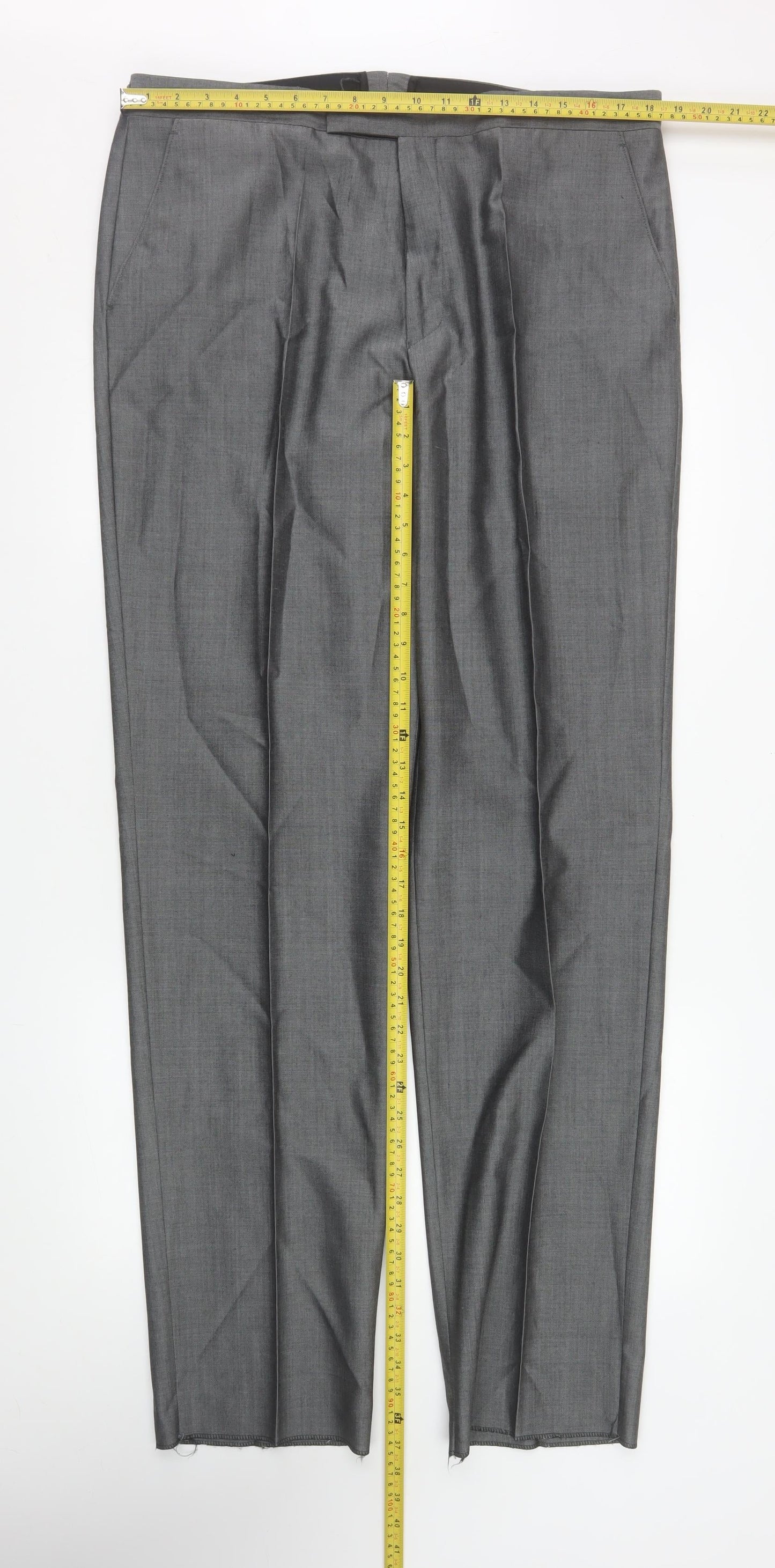 Mens UK Size XL Torre Regular Fit Dress Pants Grey Trousers