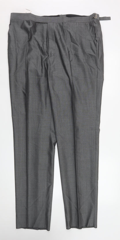 Mens UK Size 40L Torre Cerimonia Classic Fit Dress Pants Grey Trousers