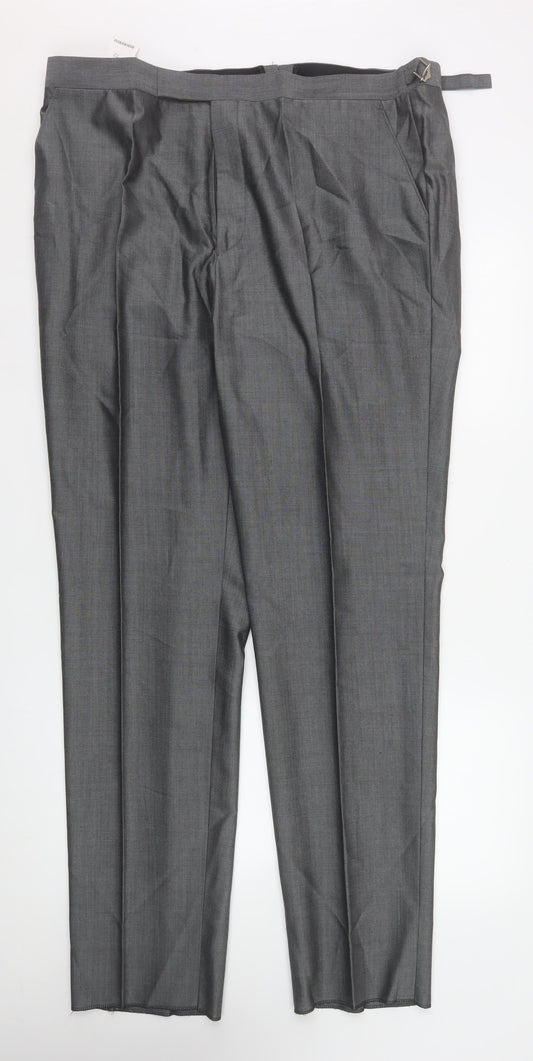 Mens UK Size 40L Torre Cerimonia Classic Fit Dress Pants Grey Trousers