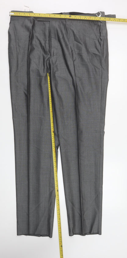 Mens UK Size 40L Torre Cerimonia Classic Fit Dress Pants Grey Trousers