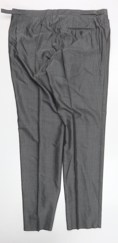 Mens UK Size 40L Torre Cerimonia Classic Fit Dress Pants Grey Trousers