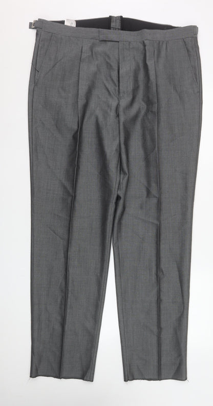 Mens UK Size L Torre Classic Fit Dress Pants Grey Trousers