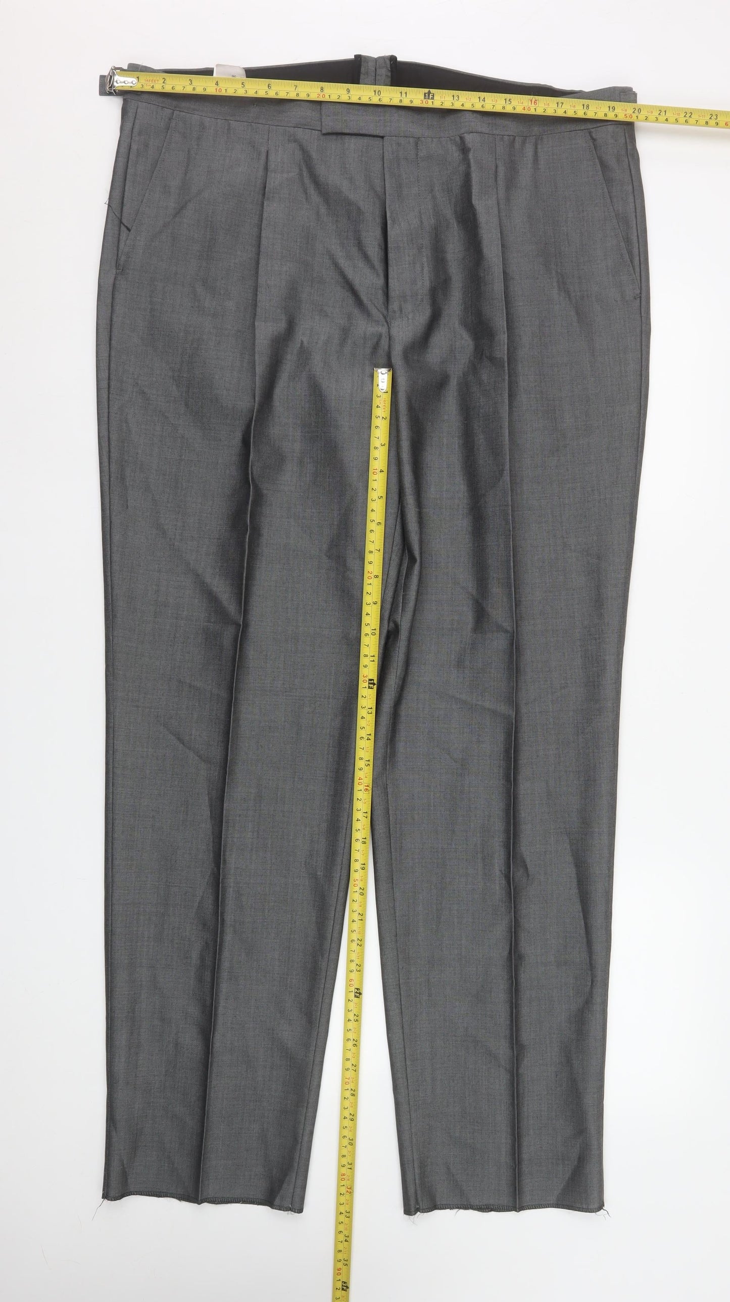 Mens UK Size L Torre Classic Fit Dress Pants Grey Trousers