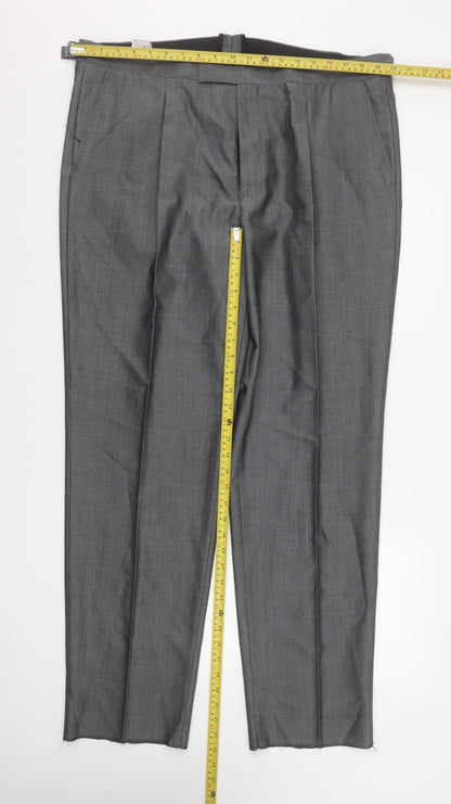 Mens UK Size L Torre Classic Fit Dress Pants Grey Trousers