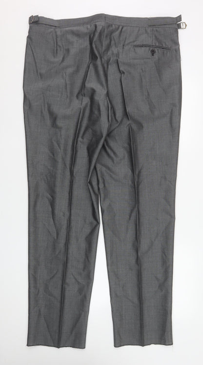 Mens UK Size L Torre Classic Fit Dress Pants Grey Trousers