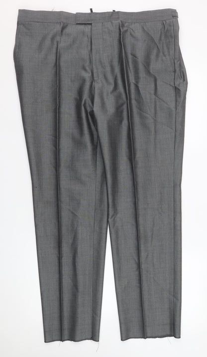 Mens UK Size 40S Torre Regular Fit Dress Pants Grey Trousers