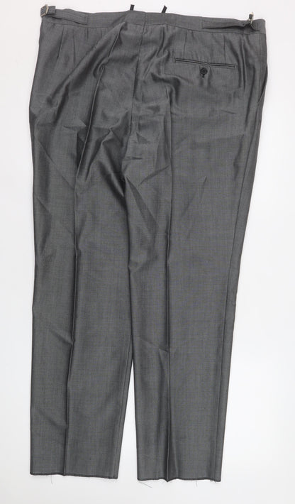 Mens UK Size 40S Torre Regular Fit Dress Pants Grey Trousers