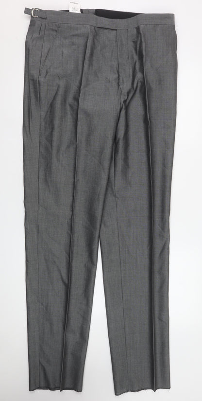 Mens UK Size XL Torre Regular Fit Dress Pants Grey Trousers