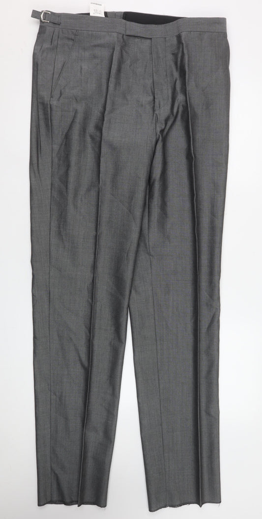 Mens UK Size XL Torre Regular Fit Dress Pants Grey Trousers