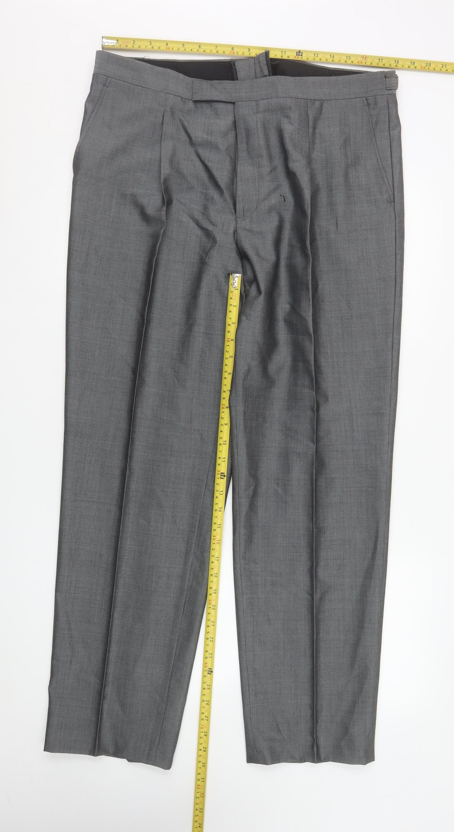 Mens UK Size 38R Torre Regular Fit Dress Pants Grey Trousers