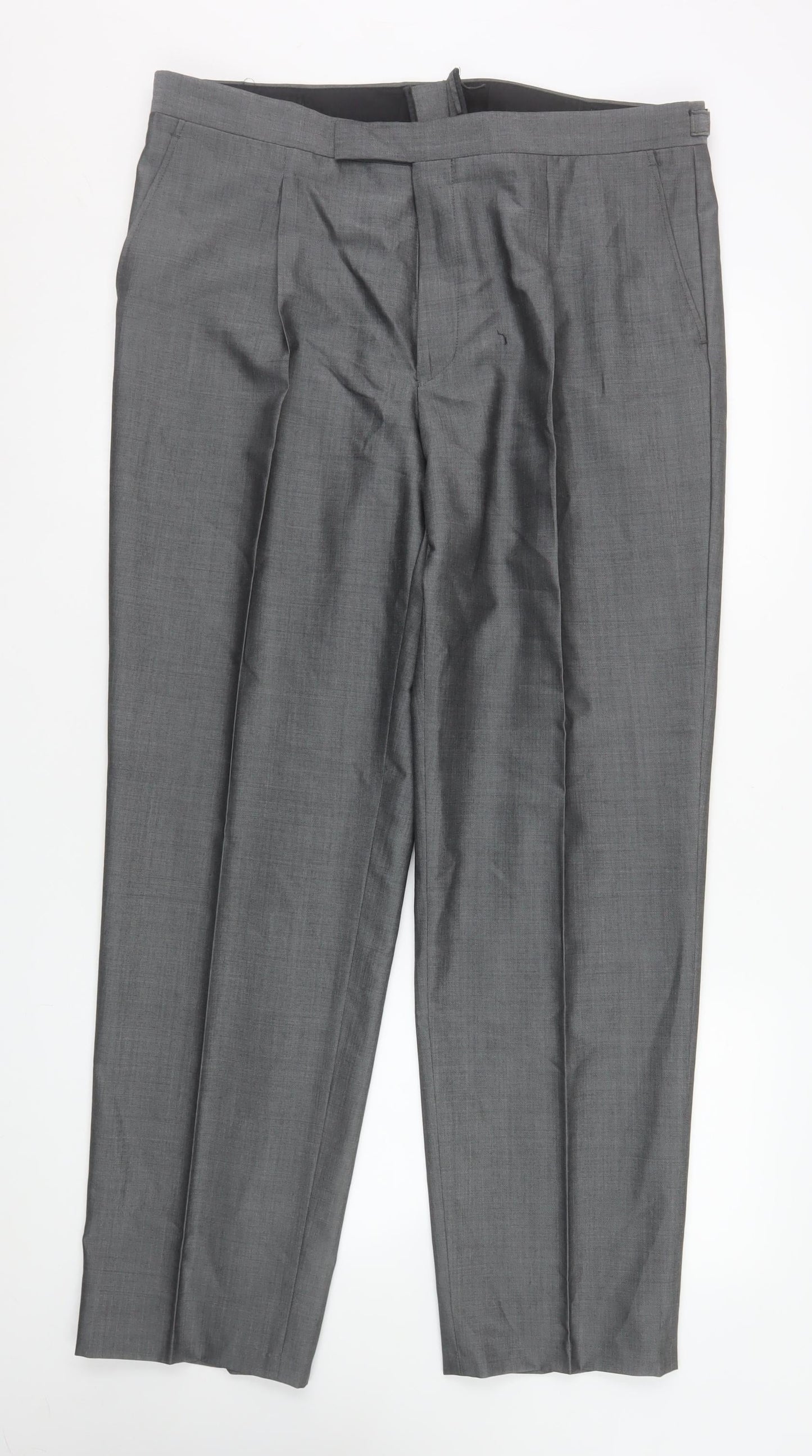 Mens UK Size 38R Torre Regular Fit Dress Pants Grey Trousers