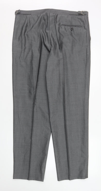 Mens UK Size 38R Torre Regular Fit Dress Pants Grey Trousers