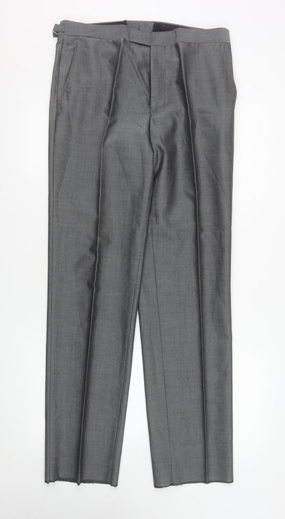 Mens UK Size 32R Torre Regular Fit Dress Pants Grey Trousers
