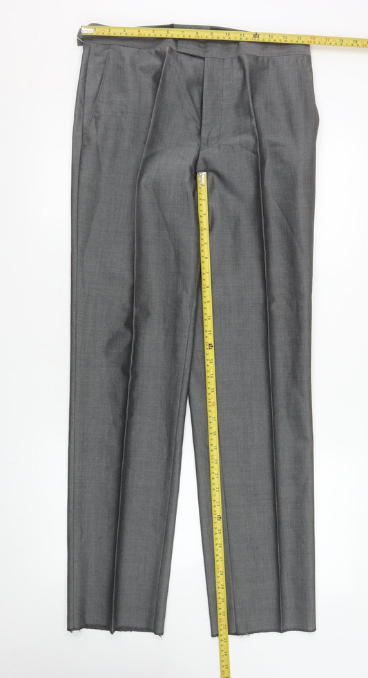 Mens UK Size 32R Torre Regular Fit Dress Pants Grey Trousers