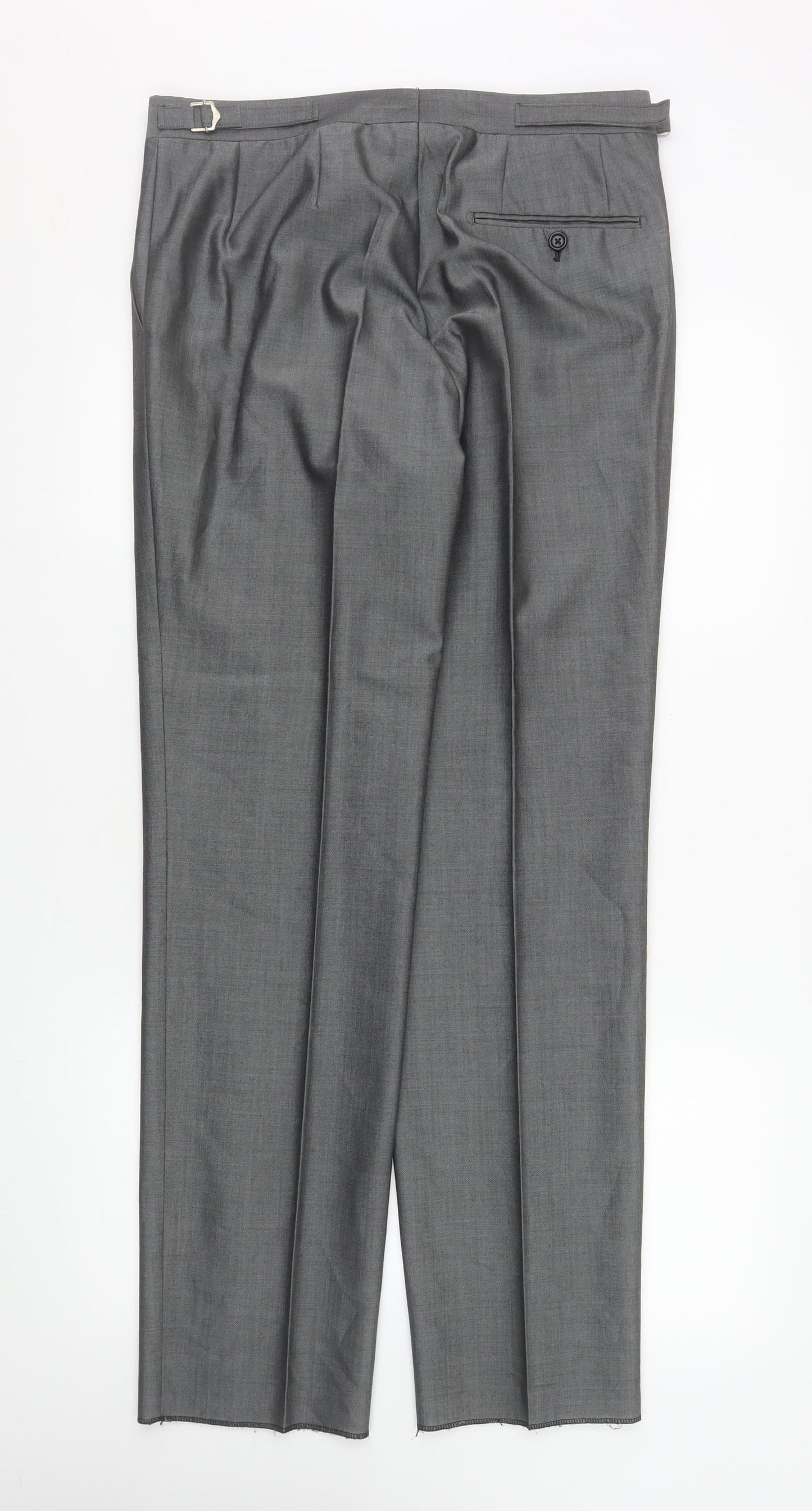 Mens UK Size 32R Torre Regular Fit Dress Pants Grey Trousers