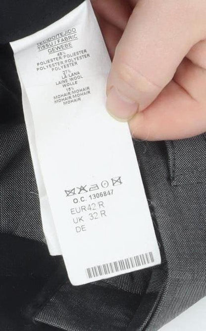 Mens UK Size 32R Torre Regular Fit Dress Pants Grey Trousers