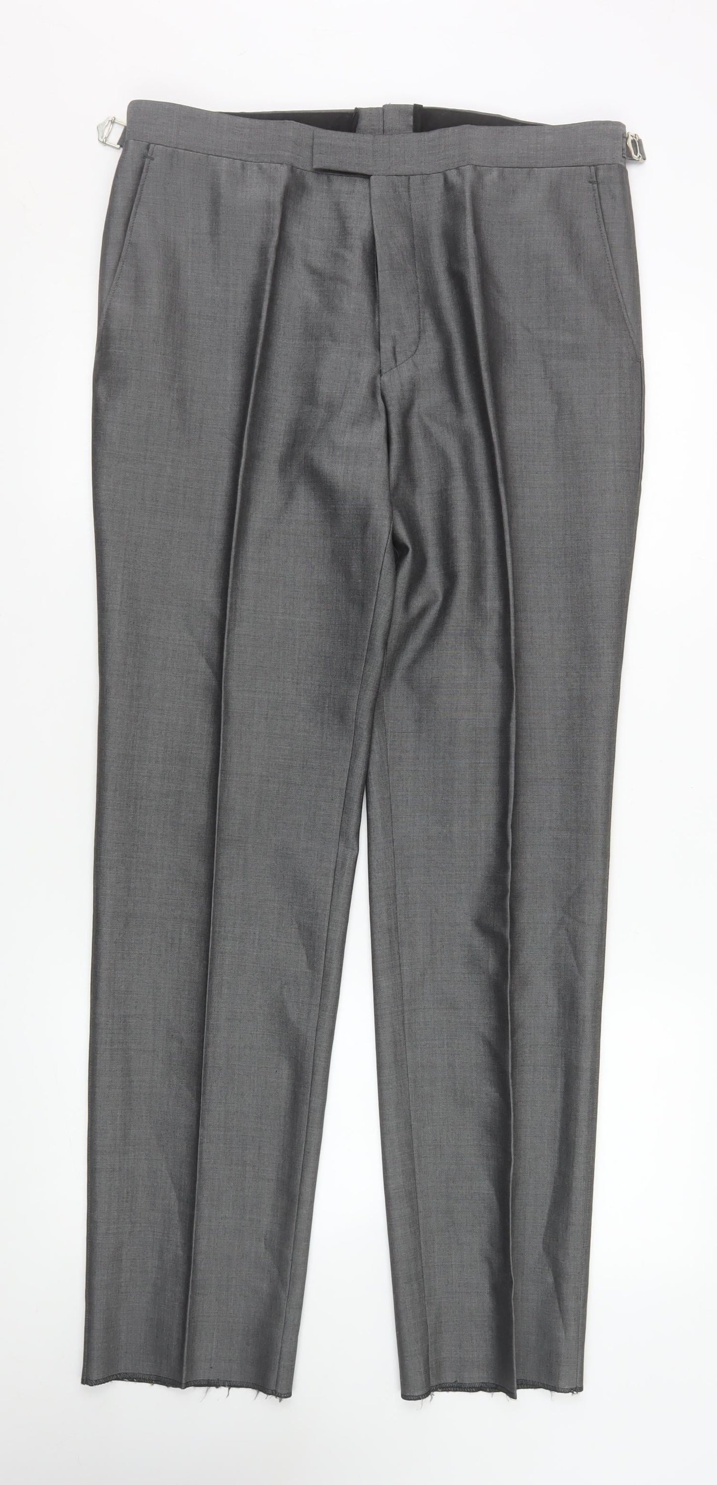 Mens UK Size 34 R Torre Regular Fit Dress Pants Grey Trousers