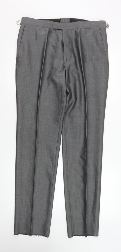 Mens UK Size 34 R Torre Regular Fit Dress Pants Grey Trousers